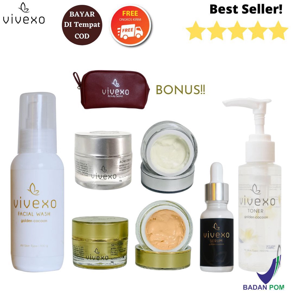 VIVEXO PAKET SUPER LENGKAP PERAWATAN JERAWAT ACNE WHITENING GLOWING EXCLUSIVE KRIM WAJAH  | CREAM FA