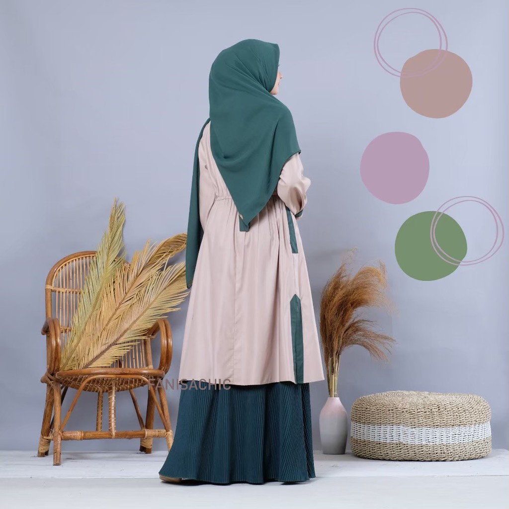 Baju Gamis Busui Dres Ibu Menyusui FANISACHIC HAFIZA DRESS  Baju Muslim Fanisa Chic bahan toyobo royal mix plisket moscrepe fanisa chic gamis wanita