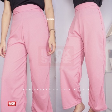 ilook | Kulot Leony Pants Panjang Polos | Bahan Creap - Fit to L