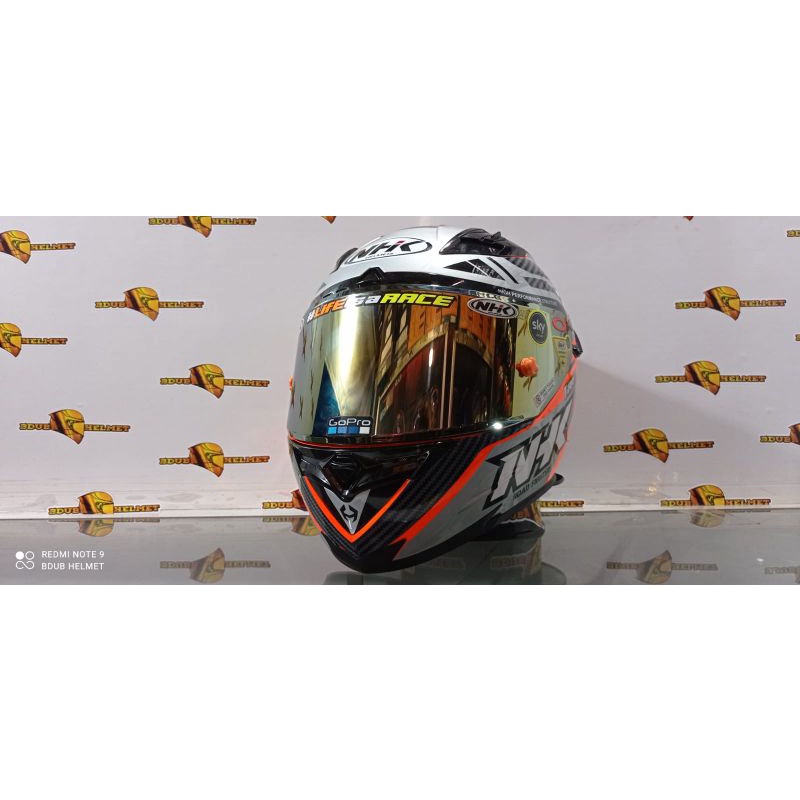 Helm Nhk full face RX9 paket ganteng motif racer x orange flouricent visor flat iridium-4