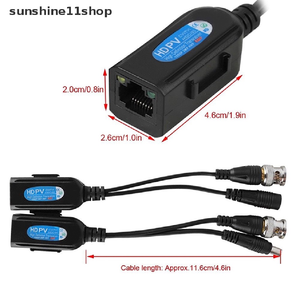 Sho 1 Pasang Konektor Coax BNC Video Power Balun Transceiver Ke CAT5e 6 RJ45