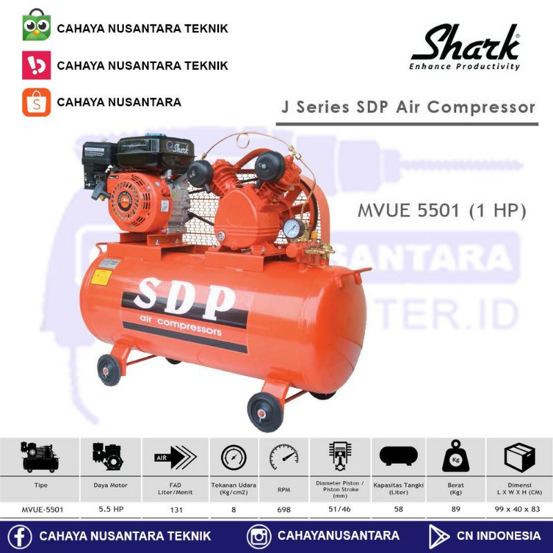 Mesin Kompresor Angin Bensin 1 Hp + Engine SDP