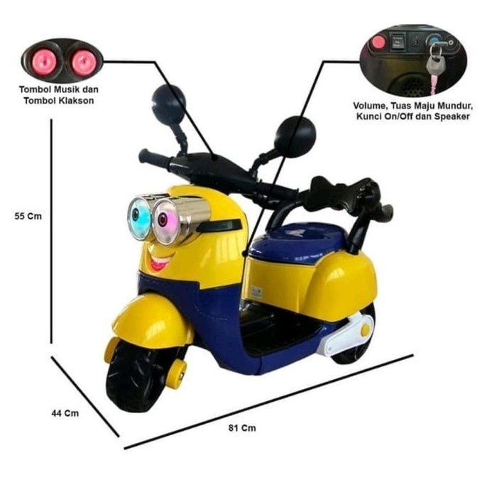 MAINAN ANAK MOTOR AKI HLW MINION 8899