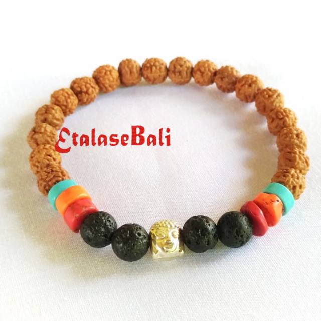 Gelang Rudraksha Asli Natural Buddhist Tibetan Style