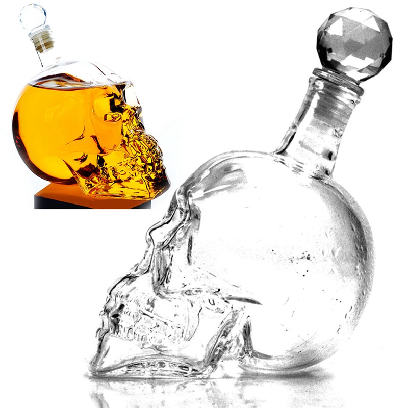 Skull Head Shaped Decanter Bottle Beer Wine Whiskey Vodka Glass Dispenser 1000ml 