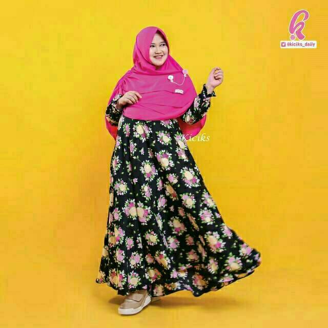 Gamis Aina Dress Kiciks Muslimah in Black