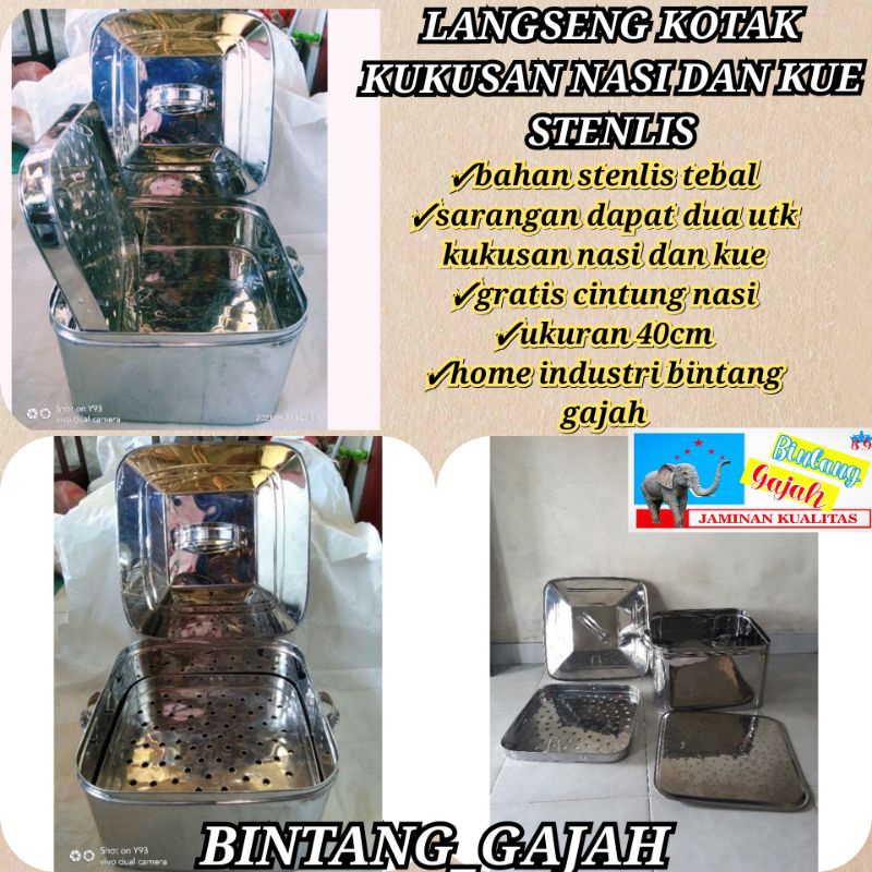 Jual Langseng Dandang Kotak Kukusan Nasi Dan Kue Stenlis Uk Cm Shopee Indonesia