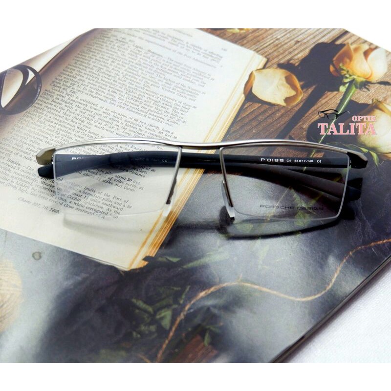 Kacamata Sporty Titanium Half Frame Pria wanita cowok cewek keren kekinian T189