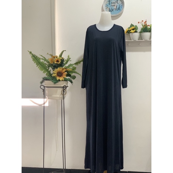 DRESS NAVY PANJANG BISA UNTUK INNER HIJAB