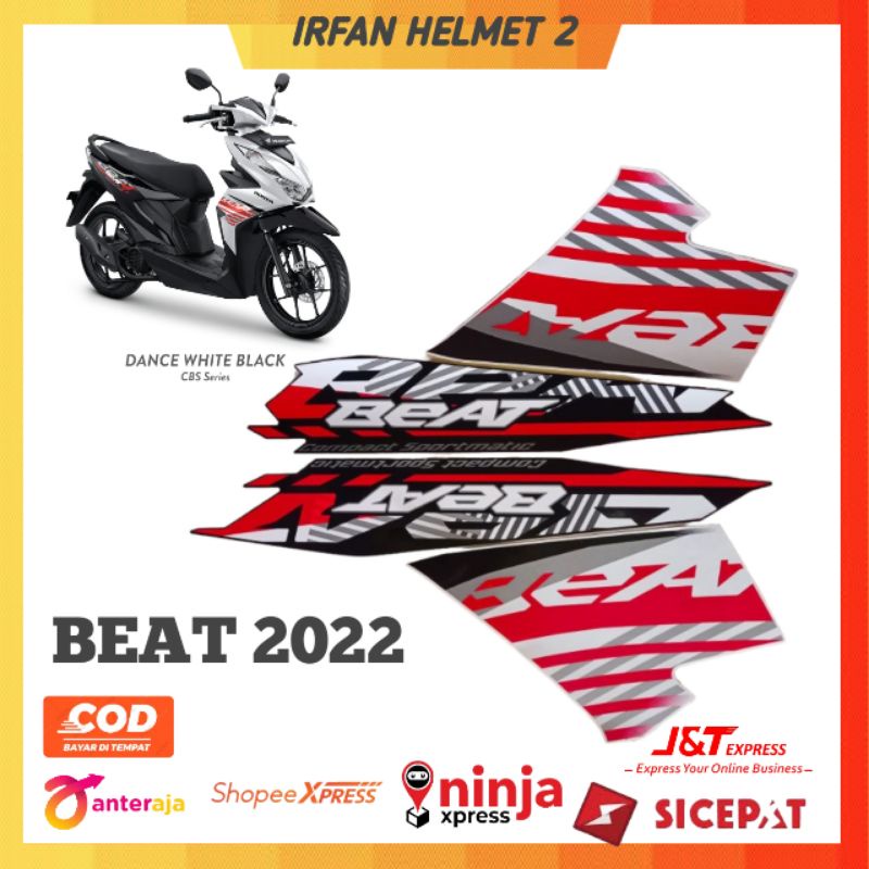 STIKER STRIPING  BEAT CBS SPORTY ESP 2021 - 2022 HITAM PUTIH STIKER HONDA BEAT STANDAR