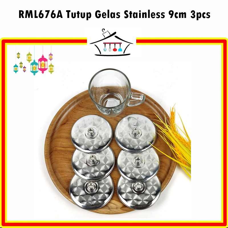 Tutup Gelas Stainless 8cm 6pcs/9cm 3pcs/10cm 2pcs