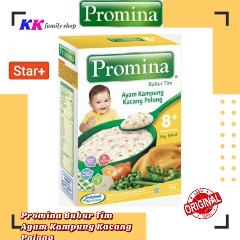 

Promina Bubur Tim Ayam Kampung Kacang Polong 100gr / Makanan Mpasi Bayi Praktis