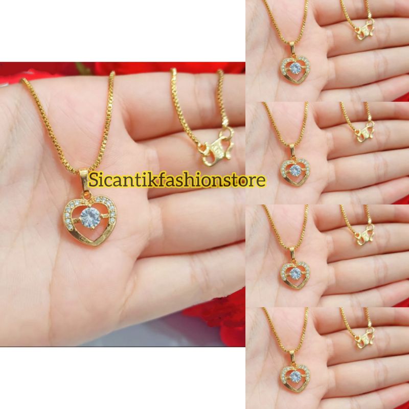 Kalung Titanium Liontin Gold Elegan Fashion Wanita Terlaris Anti Karat Kalung Wanita Liontin Gold