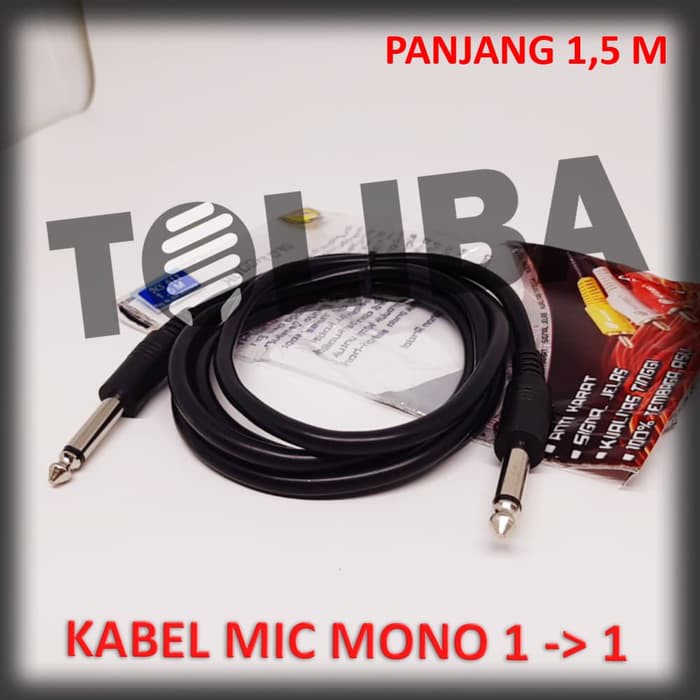 Kabel audio kabel mic / Gitar + Akai Mono Male to Male 1,5m 1,5 meter