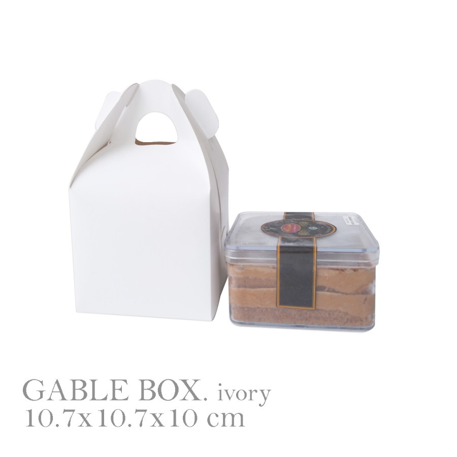 

Dus Jinjing Putih Polos Gable Box Packaging Hampers Kardus Tenteng Kemasan Kue Brownies Ukuran 10x10x10 cm