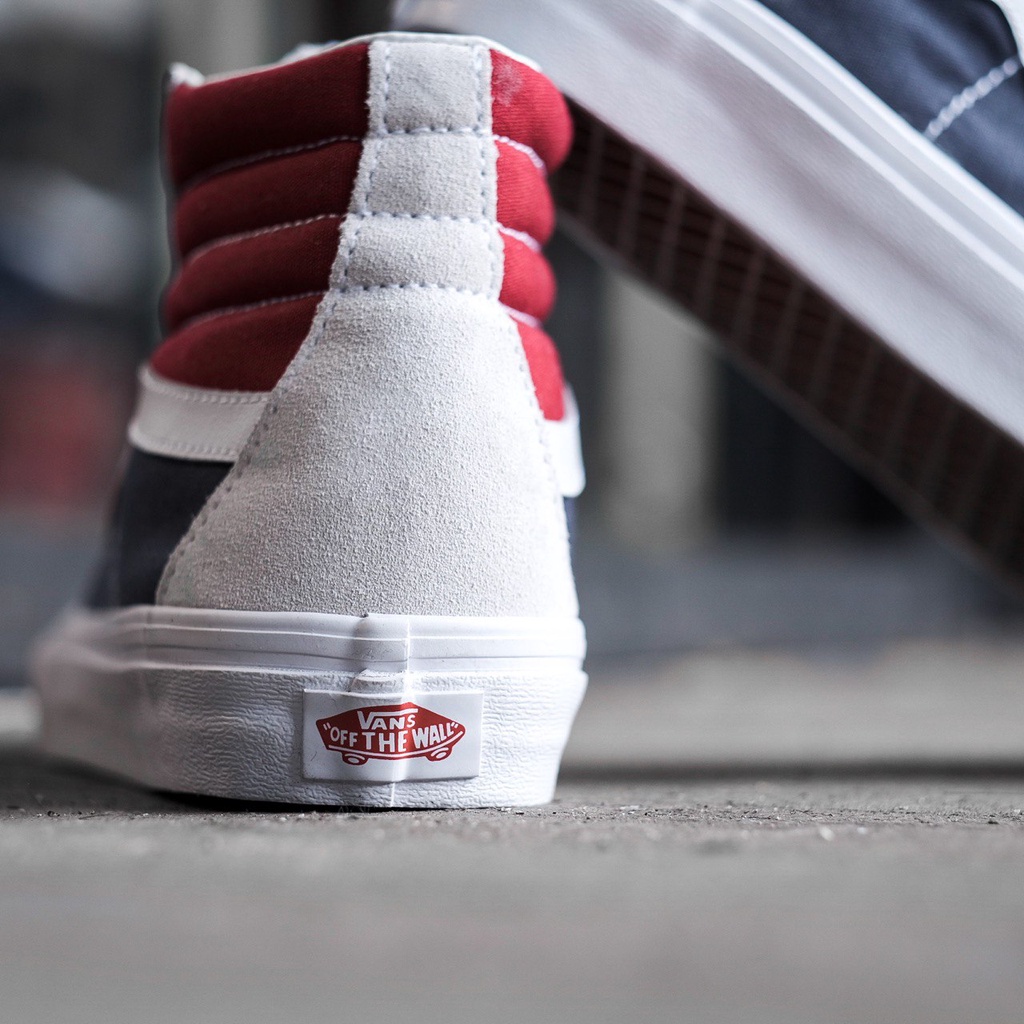 VANS SK8-HI RETRO BLOCK WHITE / RED / DARK NAVY (PEPSI) ORIGINAL 100%