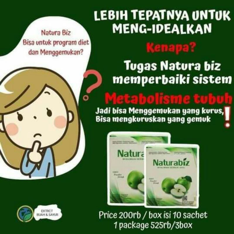 

IIANISTORE NATURABIZ MINUMAN SERBUK RASA APEL TERLARIS 100%ORIGINAL MEMBERS RESMI