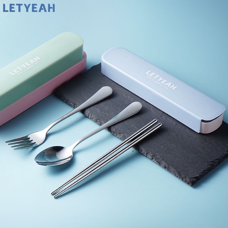 letyeah Cutlery set stainless / sendok garpu set portable / alat makan set 3 in 1