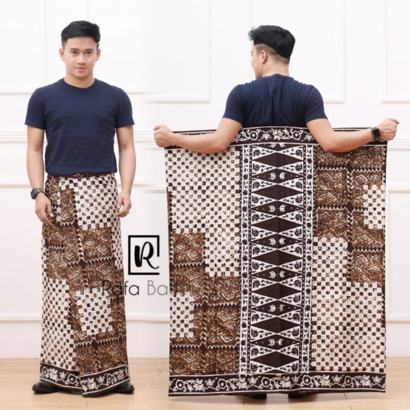 SARUNG CAP RAFA SARUNG BATIK PRIA COWOK DEWASA KAIN KATUN CANDI MEKAR LEBARAN MURAH WARNA PUTIH COKL