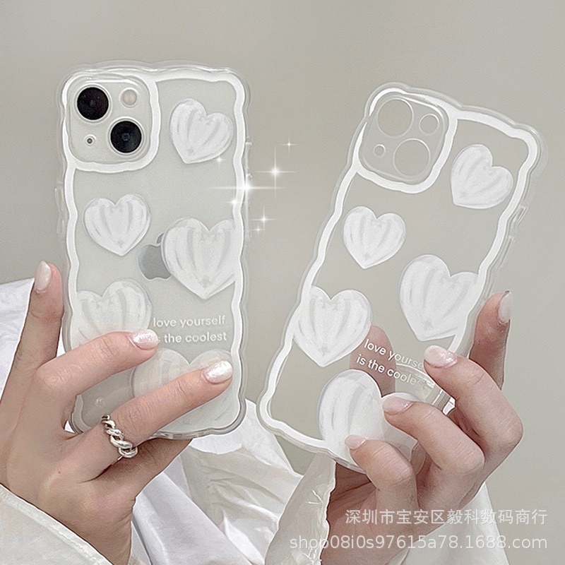 White Heart Softcase Case HP Lucu for iphone XS Max XR 11 Pro Max 12 Pro Max 13 Pro Max