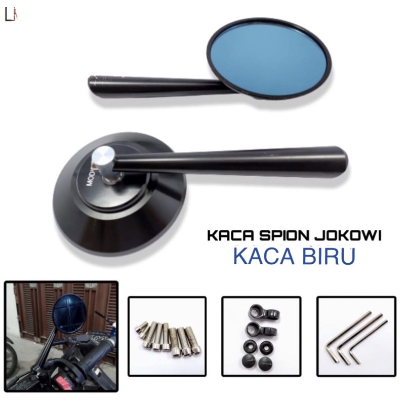 spion bapak jokowi / spion bulat classic kaca biru/ spion vespa universal semua motor bisa