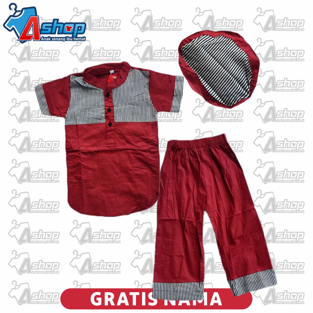 Baju Anak Setelan Muslim  Laki laki Gratis Sablon Nama