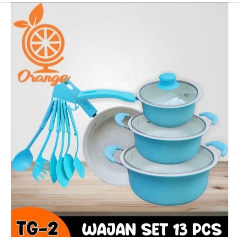 ORANGE COOKWARE SET - WAJAN SET 13 PCS