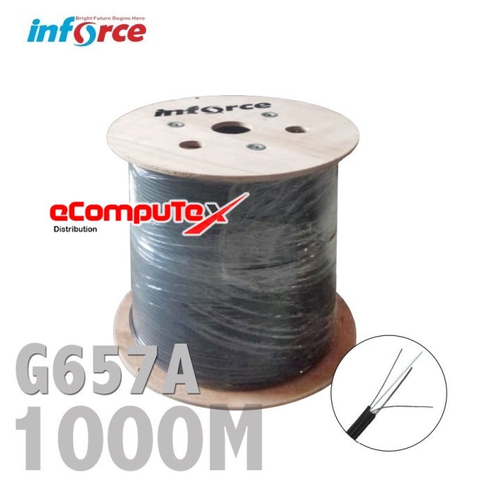 CABLE FIBER OPTIC INFORCE G657A 1 CORE 2 FRP 3 SELING STEEL 1000M FTTH