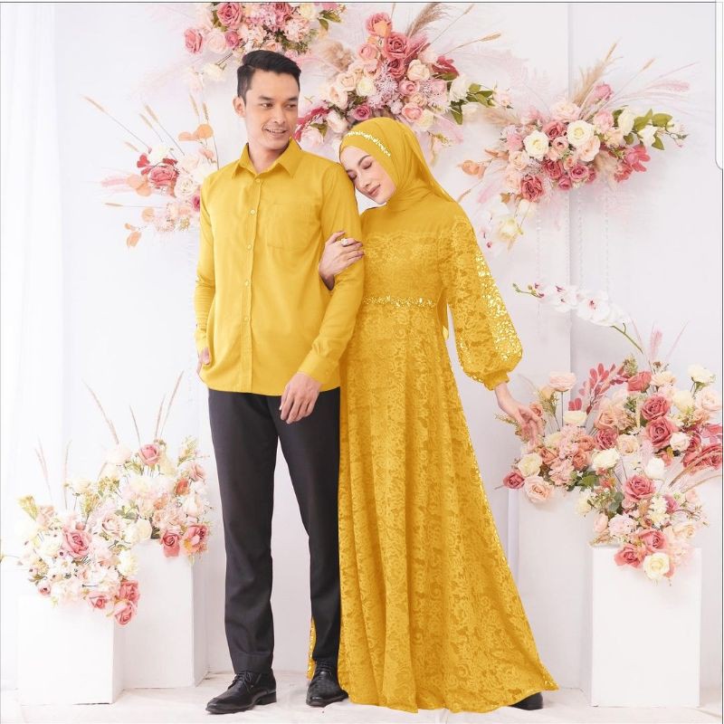 baju gamis couple suami istri amena baju pesta cople berkualitas gamis couple terbaru