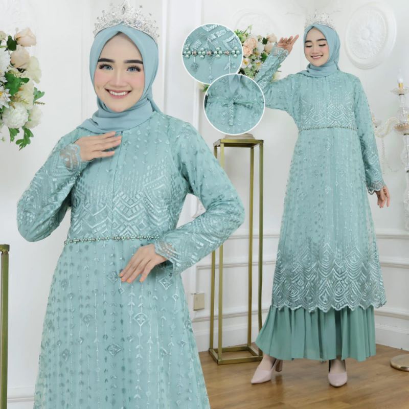 EKA DRESS // BAHAN TILLE MUTIARA MIX CERUTY + PAYET // KODE EK