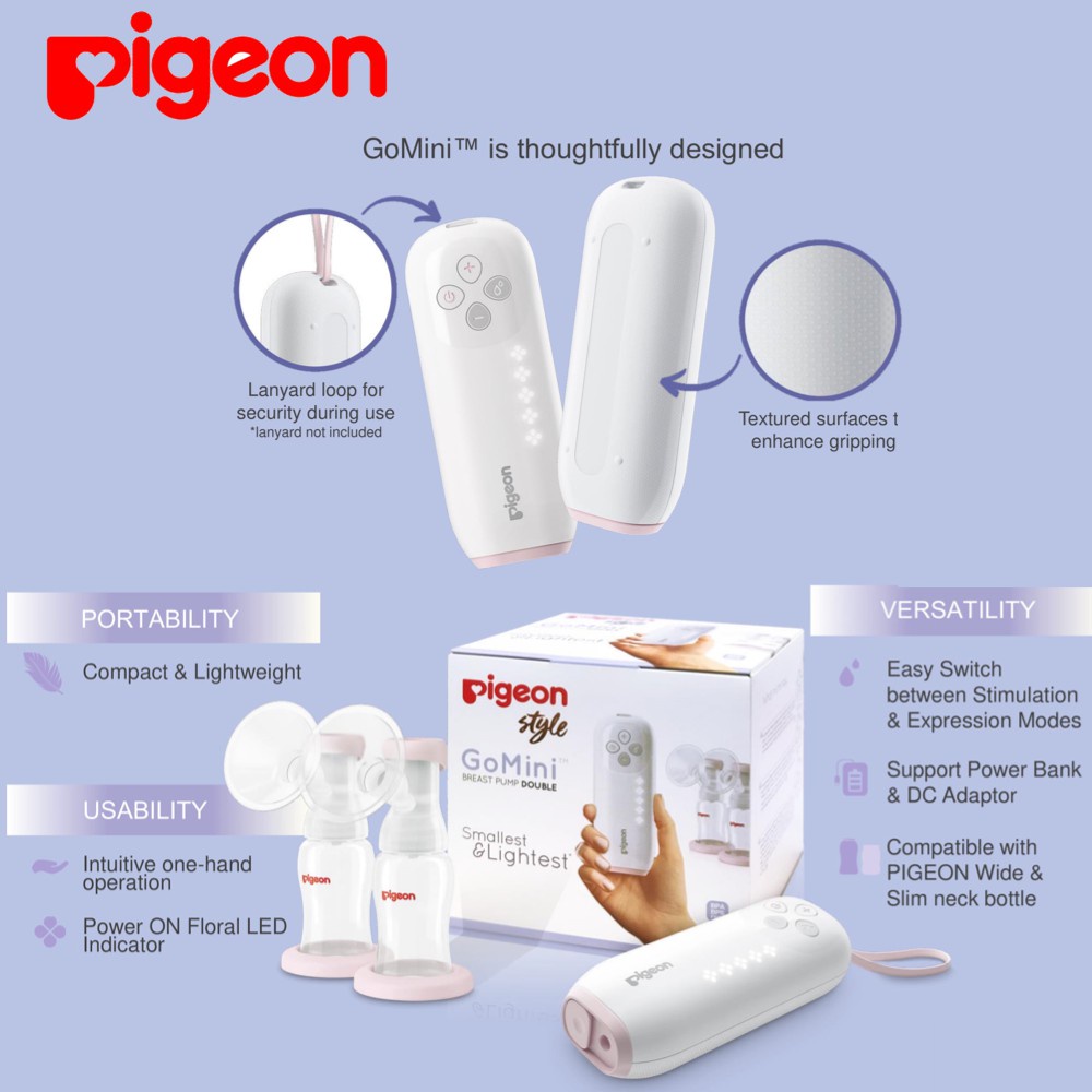 Pigeon Go Mini Electric Breast Pump Double Pump/Pompa ASI Elektrik