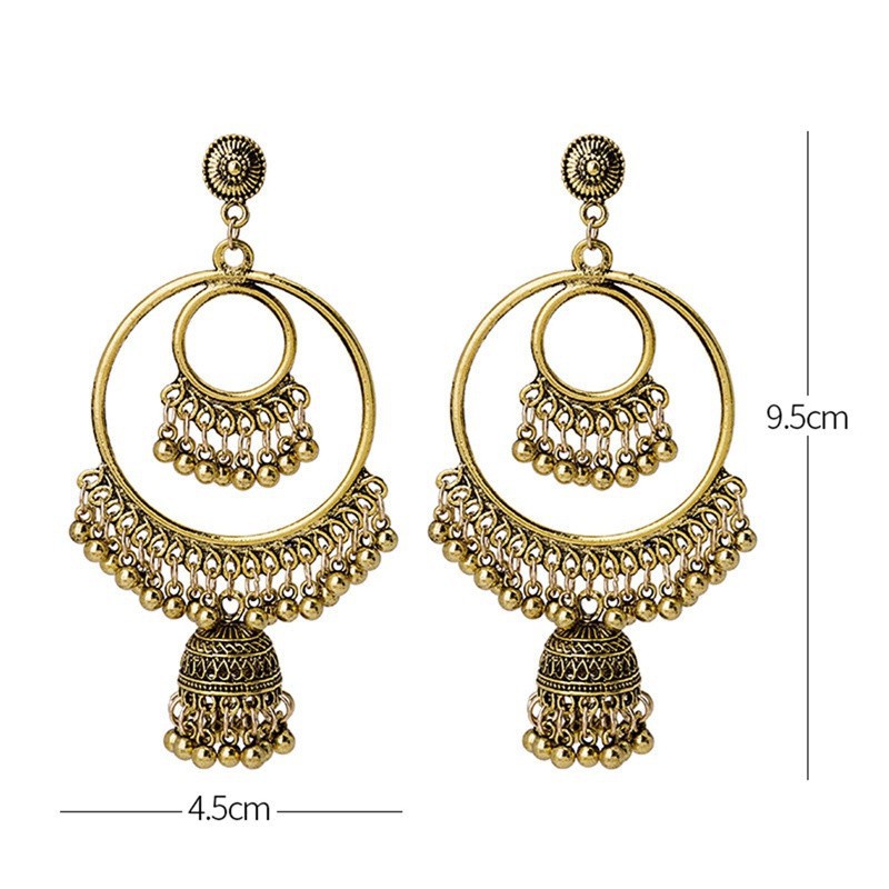 Anting Tusuk Gantung Desain Bulat Besarrumbai Gaya Vintageetnikgipsibohoindianretro Untuk Wanita