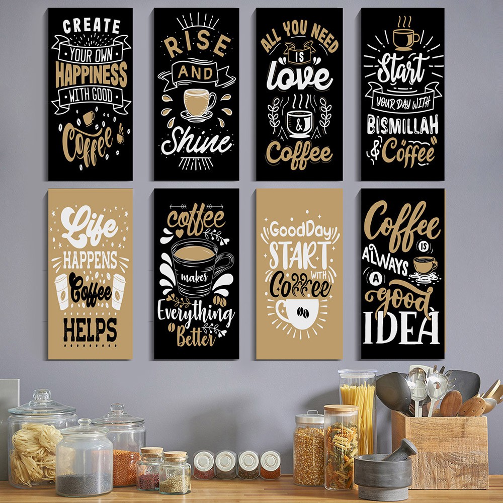 PAKET BUNDLE Poster Dnding Quotes Motivasi Hidup Coffe Quotes Cafe Vintage Wall Decor Hiasan Rumah