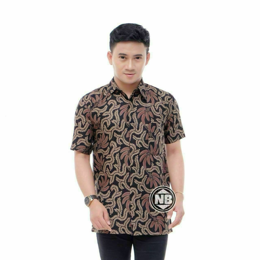 Hem Batik Pria Pendek Lawasan Sogan/Pari Sulur/Parang Black/Merak Papua Ori by Batiek