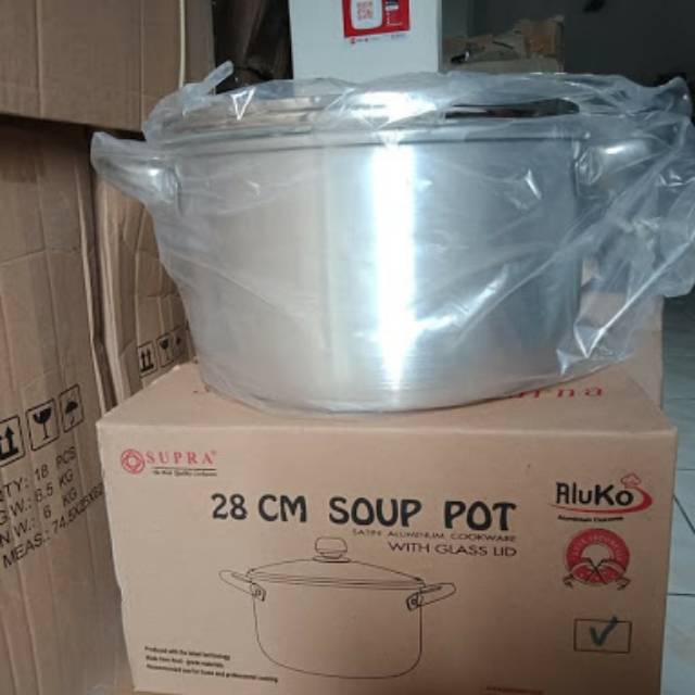 Supra soup pot panci tutup kaca 10 Qt 28 cm