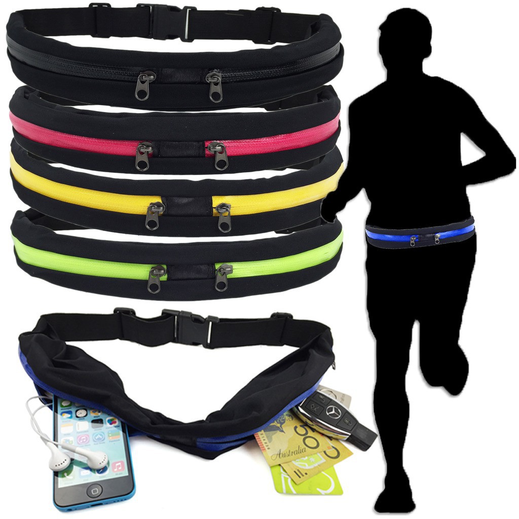 Tas Pinggang Olahraga Sport Running Belt Double Pocket 2 Slot SABUK TAS OLAHRAGA  Grab Medan