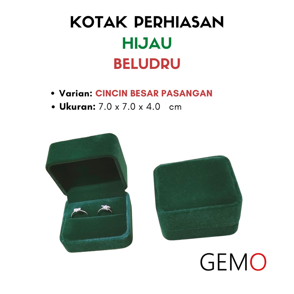 Kotak Perhiasan Warna Hijau Beludru Set / Cincin / Liontin / Gelang / Kalung Koye / Jewelry Box Unik Lucu untuk Tempat Wadah Seserahan / Akad Pernikahan / Hantaran Tunangan Harga Paling Murah cocok untuk Aksesoris Emas Berlian/ Perak Permata