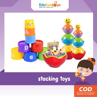Image of Edufuntoys - STACKING TOYS/ stacking cup/susun gelas warna warna warni/ mangkok/ mainan edukasi stacking cups/ stacking bowl/ gelas sortir warna