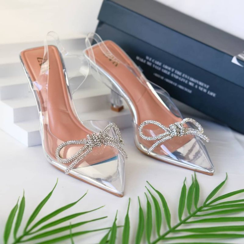 SANDAL BENING/ SEPATU BENING/ SEPATU VINYL 445 / SEPATU HEELS TRANASPARAN