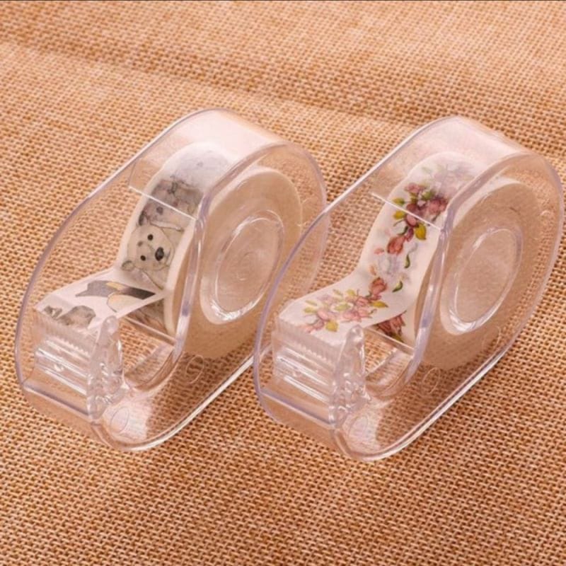 

Washi Tape Dispenser Single Transparan Tempat Masking Tape Isolasi Selotip Aesthetic Kertas