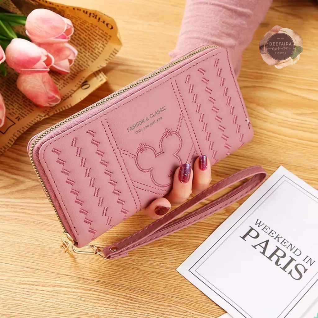 Dompet Wanita Motif Mik3y Wallet Stylish Bahan Kulit Sintetis Lembut Untuk Dipakai Jalan Jalan