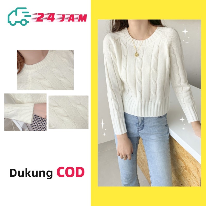 Sweater Rajut jumbo cewek wanita lengan panjang Baju import wanita kaos knit puith