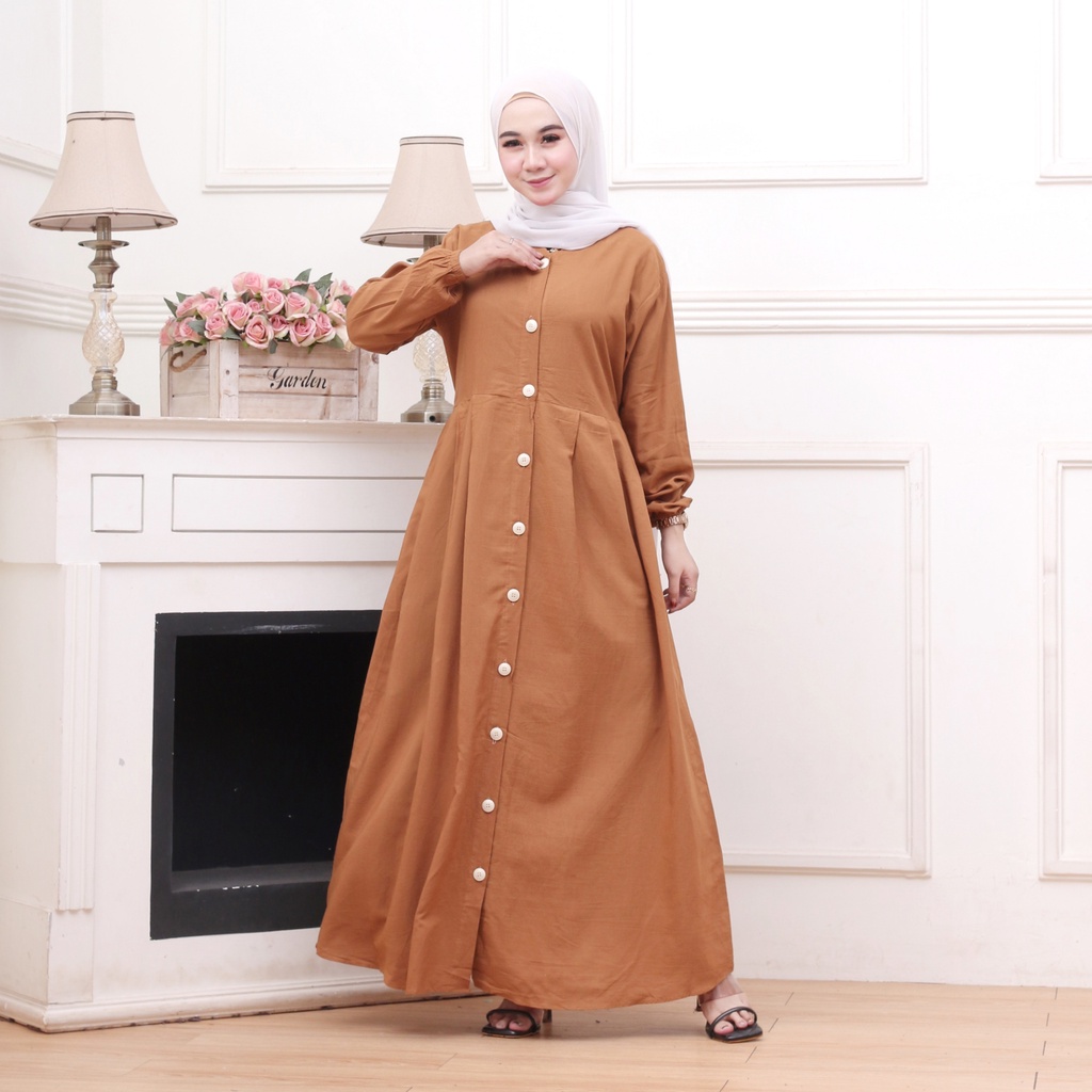 Gamis Syari Terbaru Rayon Premuim Polos Murah Lengan Panjang Busana Muslim Wanita  Remaja Dewasa Kekinian Wudhu Friendly-Coksu