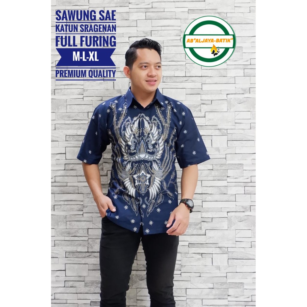 SAWUNG SAE Kemeja Batik Pria Lengan Pendek Katun Halus FULL FURING Batik Aljaya