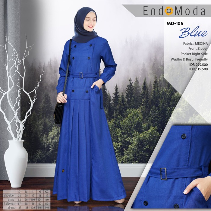 PREMIUM GAMIS SYARI ENDOMODA MD 105 BAJU PESTA ORIGINAL BRANDED - BLUE, S