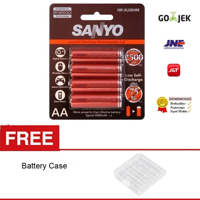 Sanyo Eneloop Harmolatice 2500mah AA Battery - Free battery Case MM