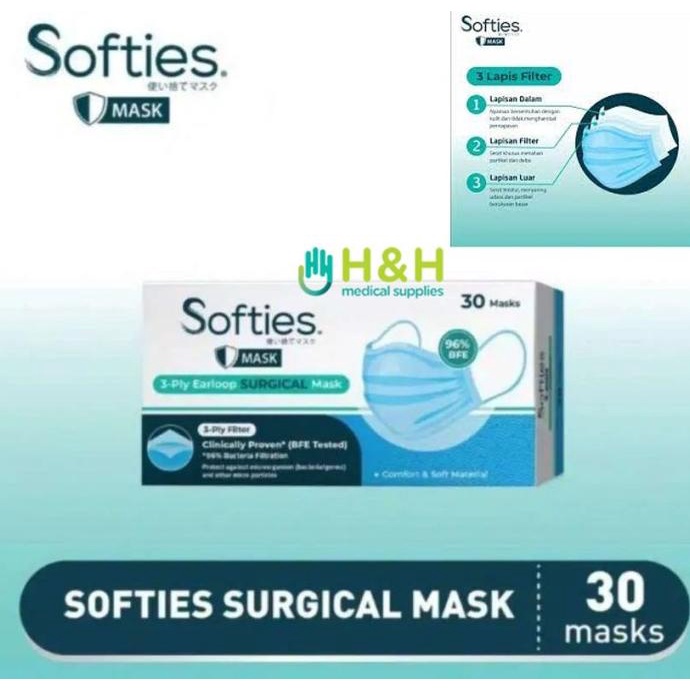 Masker Softies Surgical Mask isi 30 / Masker Softies / Surgical Mask