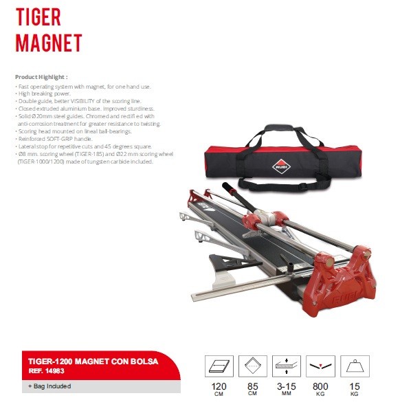 TERMURAH RUBI 14983 TIGER 1200 + BAG ALAT POTONG KERAMIK MANUAL 120CM ORIGINAL RUBI SPAIN