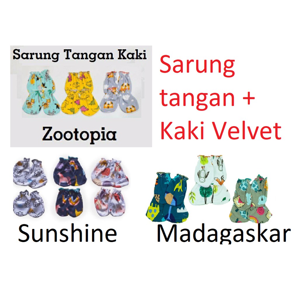 3 pcs Topi / Sarung tangan Velvet Untuk Bayi 0-12 bulan (unisex) CBKS