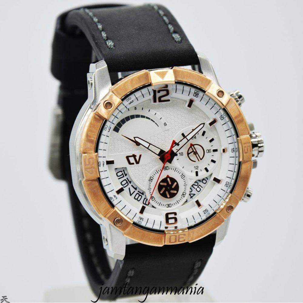 Jual Jam Tangan Pria CHRIST VERRA C67396G-24 Black Silver RoseGold Original Murah